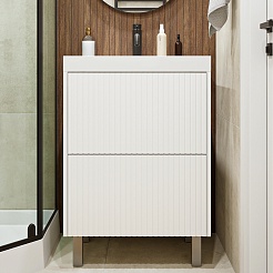 Vivon Тумба с раковиной Kristi 60 белая матовая рифленая – фотография-2